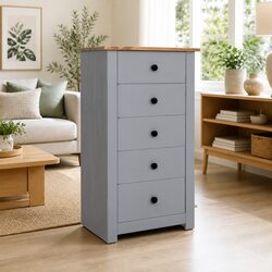 Sideboard Cabinet Grey 5 Drawer Storage Unit Living Room Bedroom Furniture