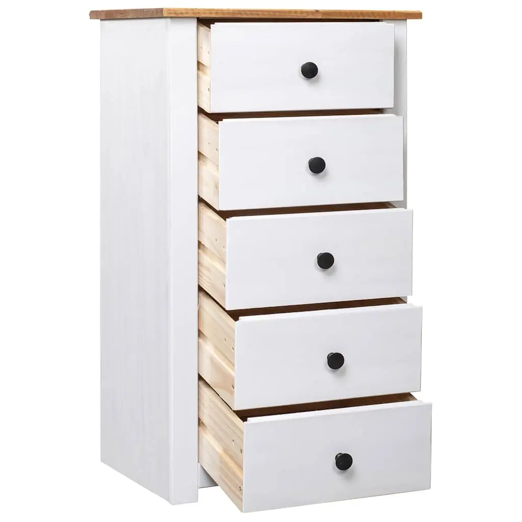 Pinewood Sideboard White 5 Drawer Storage Cabinet for Living Room Buffet Display