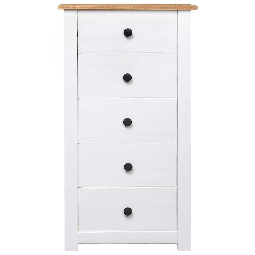 Pinewood Sideboard White 5 Drawer Storage Cabinet for Living Room Buffet Display