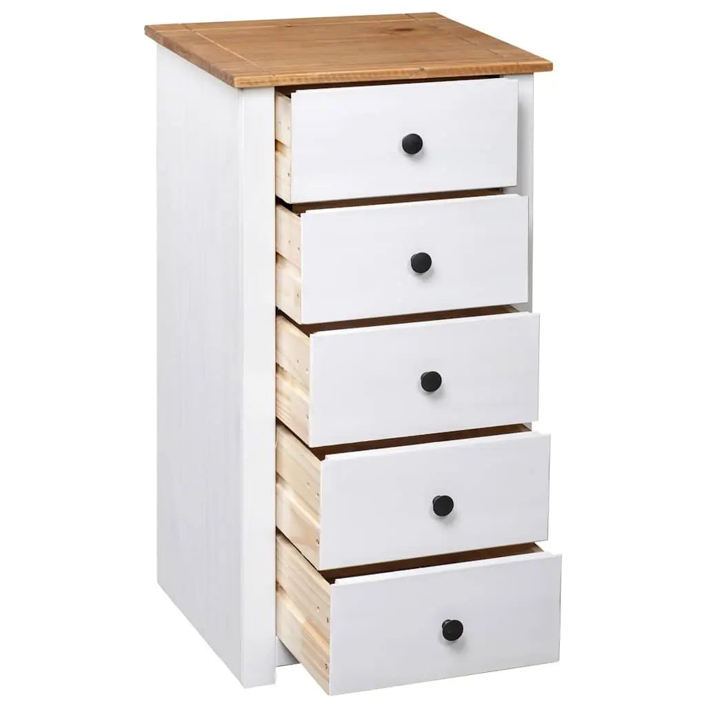 Pinewood Sideboard White 5 Drawer Storage Cabinet for Living Room Buffet Display