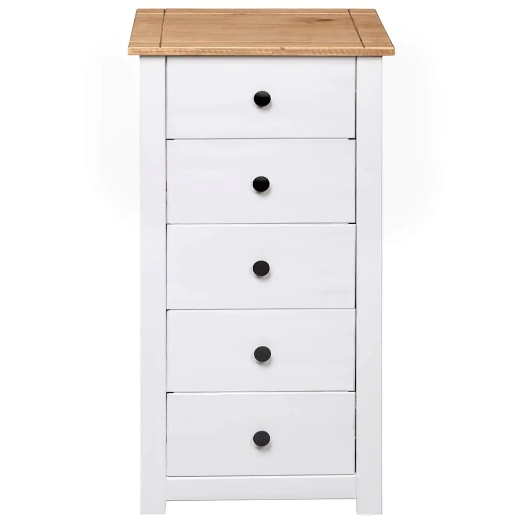 Pinewood Sideboard White 5 Drawer Storage Cabinet for Living Room Buffet Display