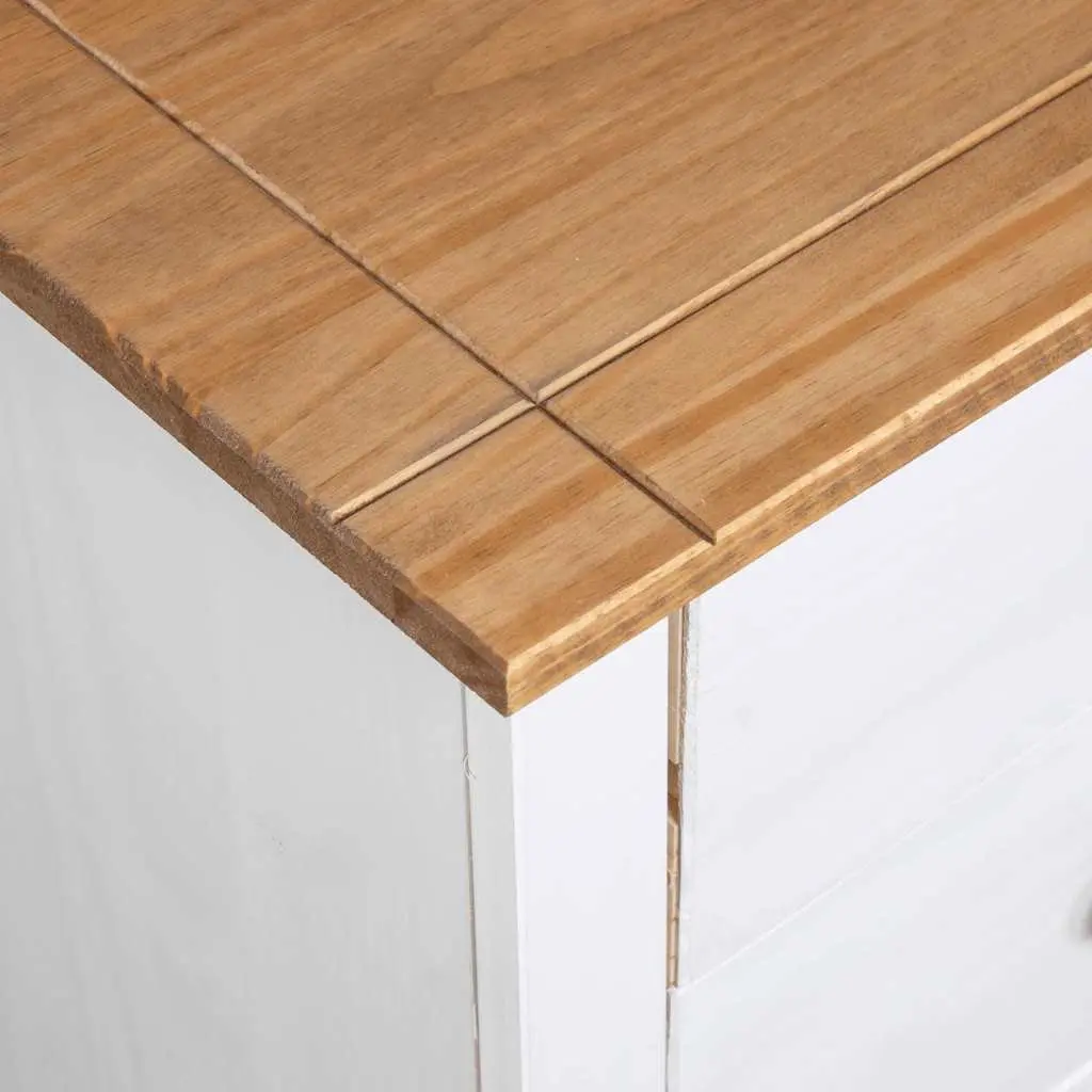 Pinewood Sideboard White 5 Drawer Storage Cabinet for Living Room Buffet Display