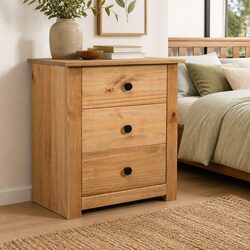 Compact Brown Wooden Nightstand with Storage Drawers