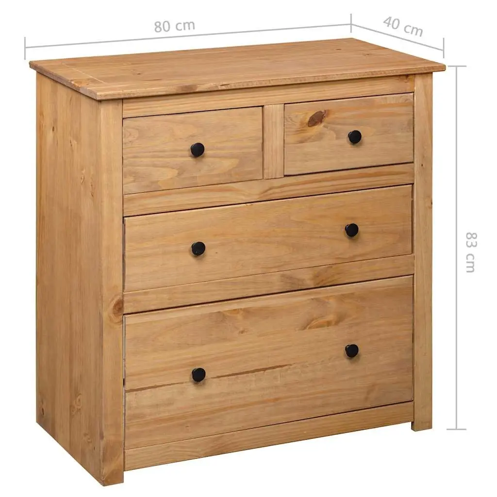 Sideboard Brown 80x40x83 cm 4 Drawer Wooden Cabinet Storage Furniture