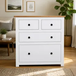 Stylish White Sideboard with Drawers - Solid Build