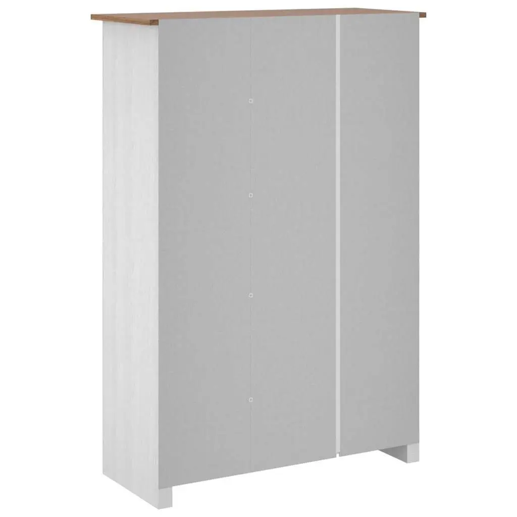 3-Door Wardrobe White Pine Storage Cabinet Bedroom Furniture with Shelves and Hanger Bar