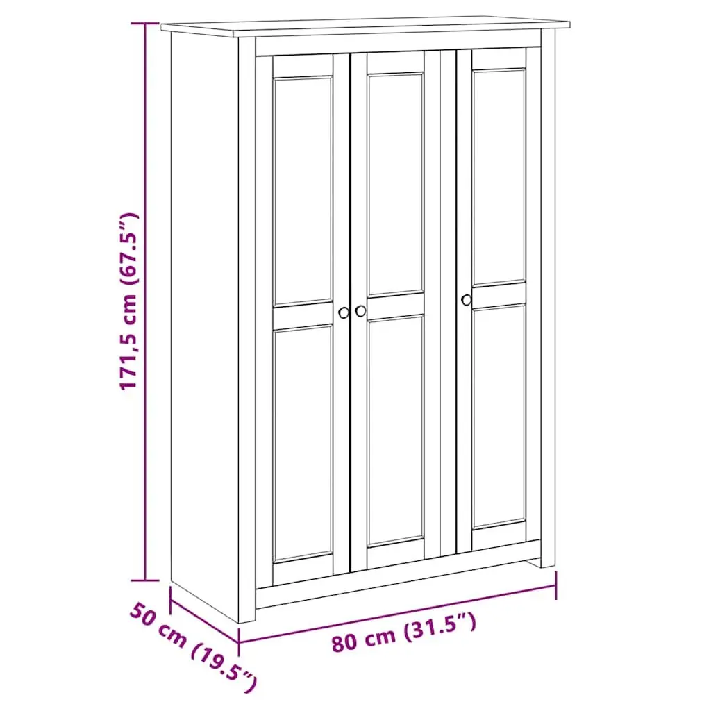 3-Door Wardrobe White Pine Storage Cabinet Bedroom Furniture with Shelves and Hanger Bar
