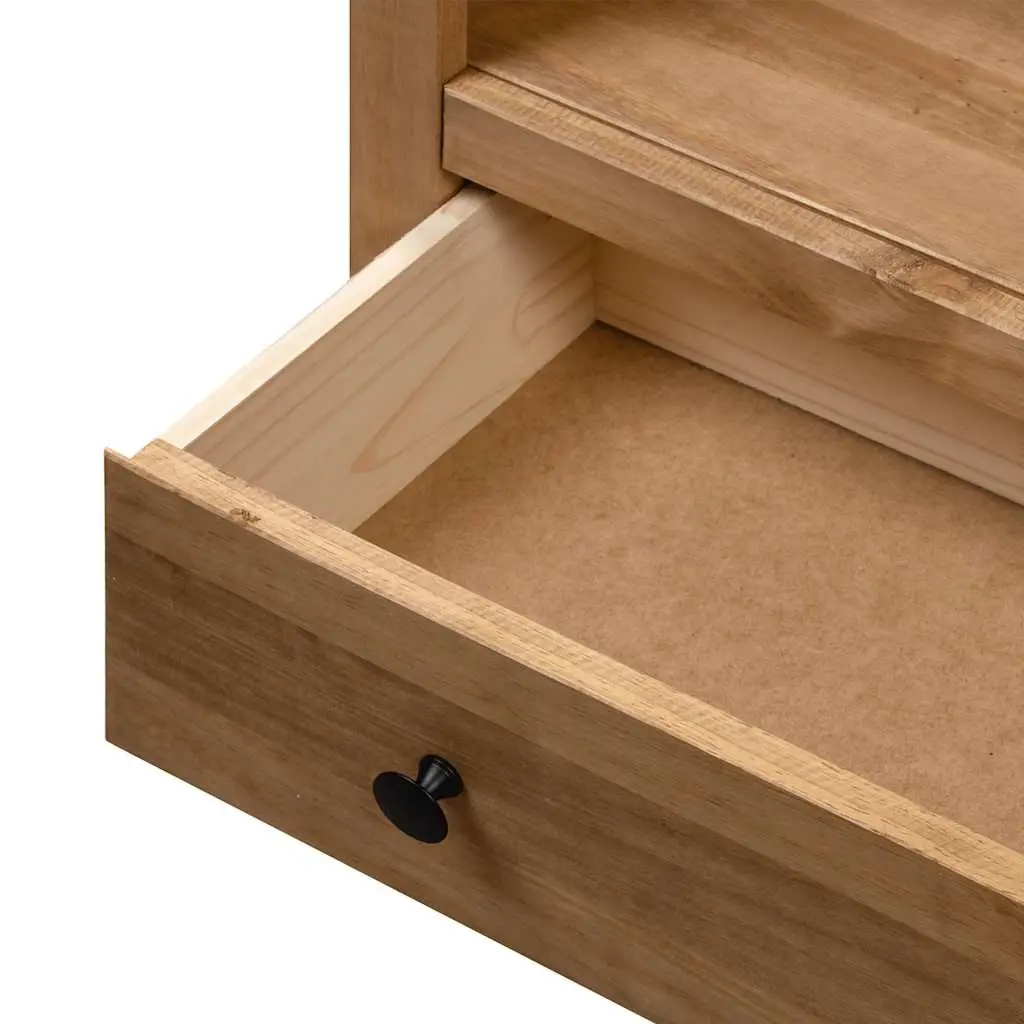 Wooden Bookcase Brown 80x35x110 cm Solid Pine 3 Shelves and 1 Drawer Storage Shelving Unit