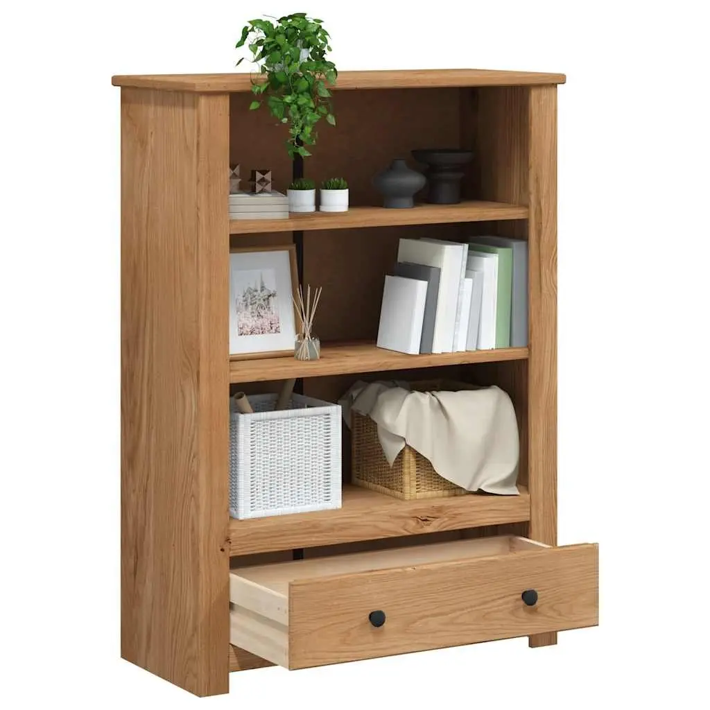 Wooden Bookcase Brown 80x35x110 cm Solid Pine 3 Shelves and 1 Drawer Storage Shelving Unit
