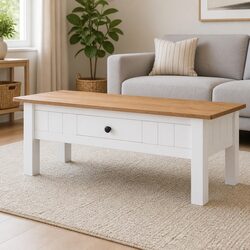 Coffee Table with Drawer in Solid Pine Wood