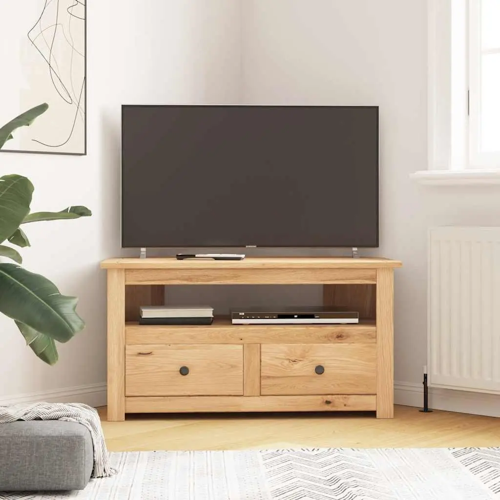 Corner TV Cabinet 93x49x49cm Solid Pinewood Storage Unit with Drawers Brown