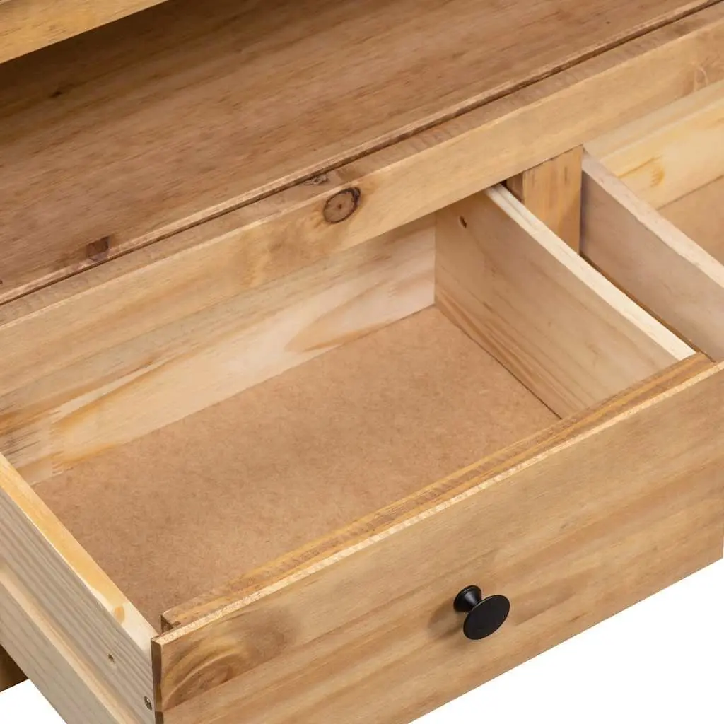 Corner TV Cabinet 93x49x49cm Solid Pinewood Storage Unit with Drawers Brown