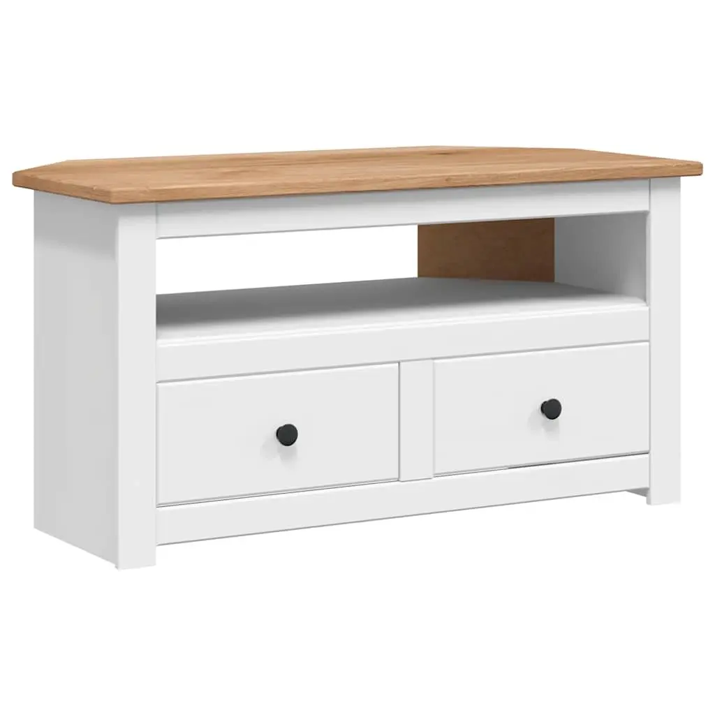 White Corner TV Cabinet with Storage Drawers