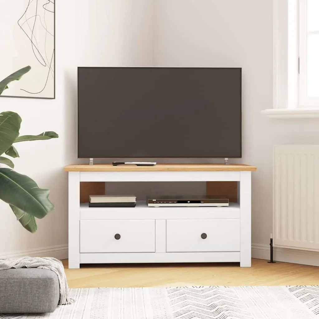 White Corner TV Cabinet with Storage Drawers