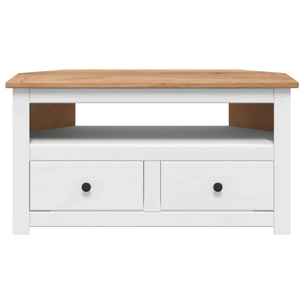 White Corner TV Cabinet with Storage Drawers
