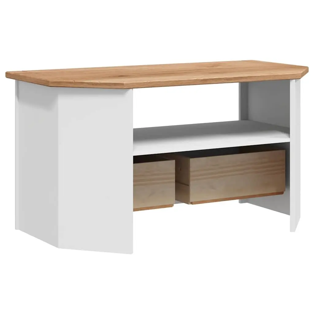 White Corner TV Cabinet with Storage Drawers