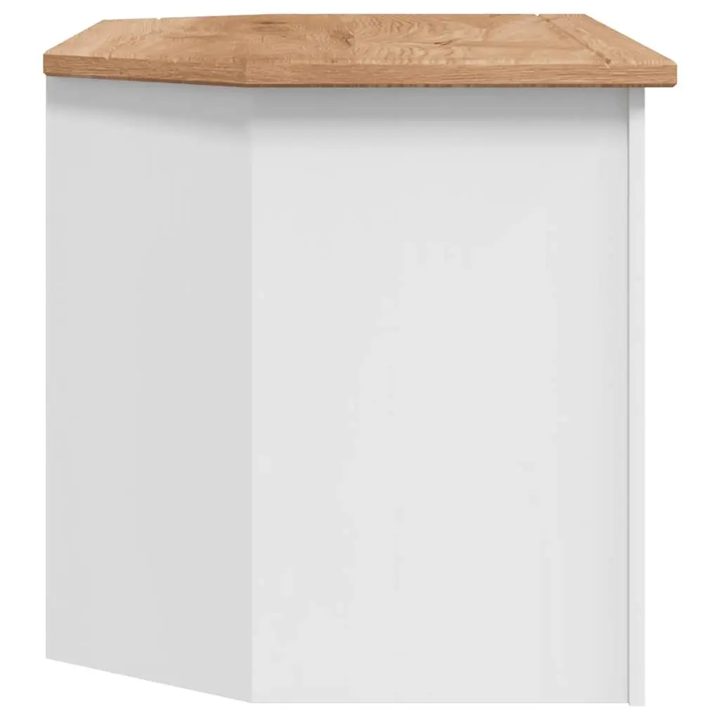 White Corner TV Cabinet with Storage Drawers