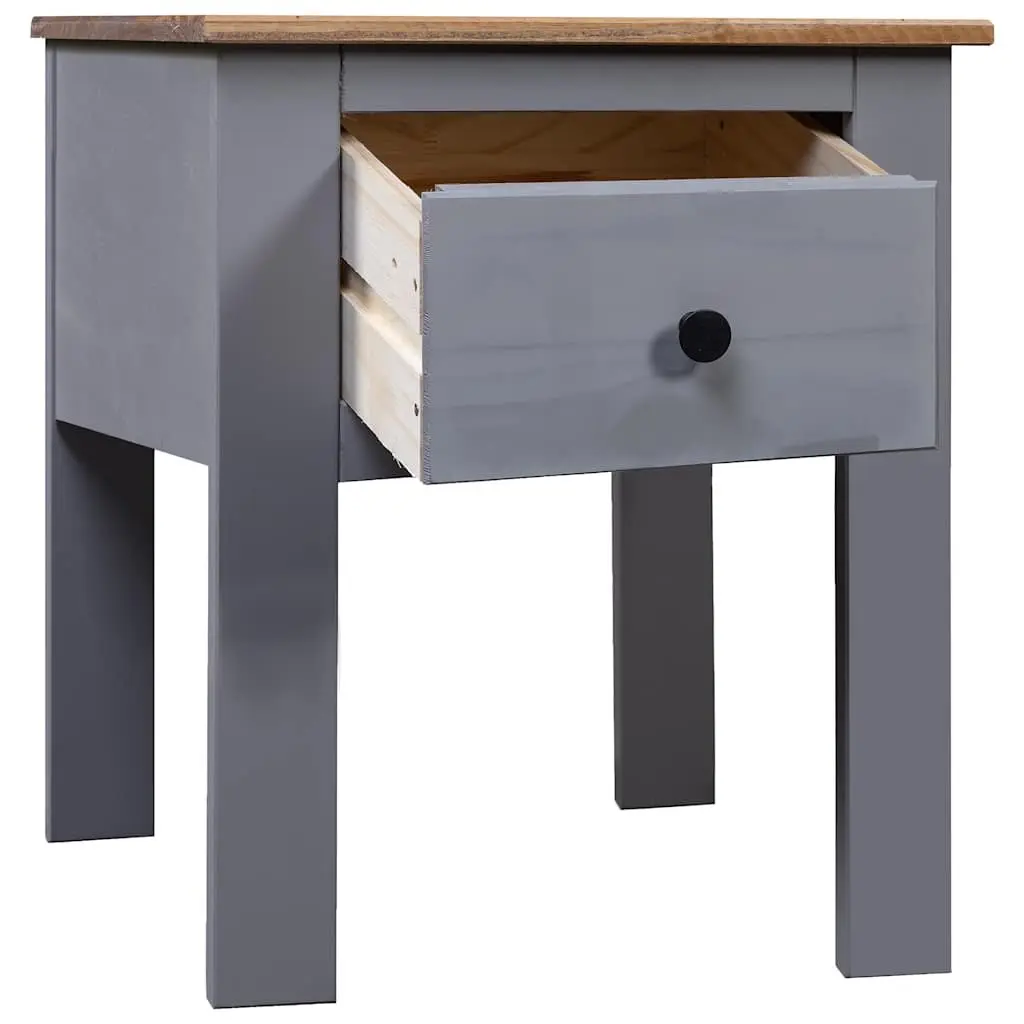 Bedside Table Grey 46x40x57cm Solid Pinewood Drawer Storage Furniture