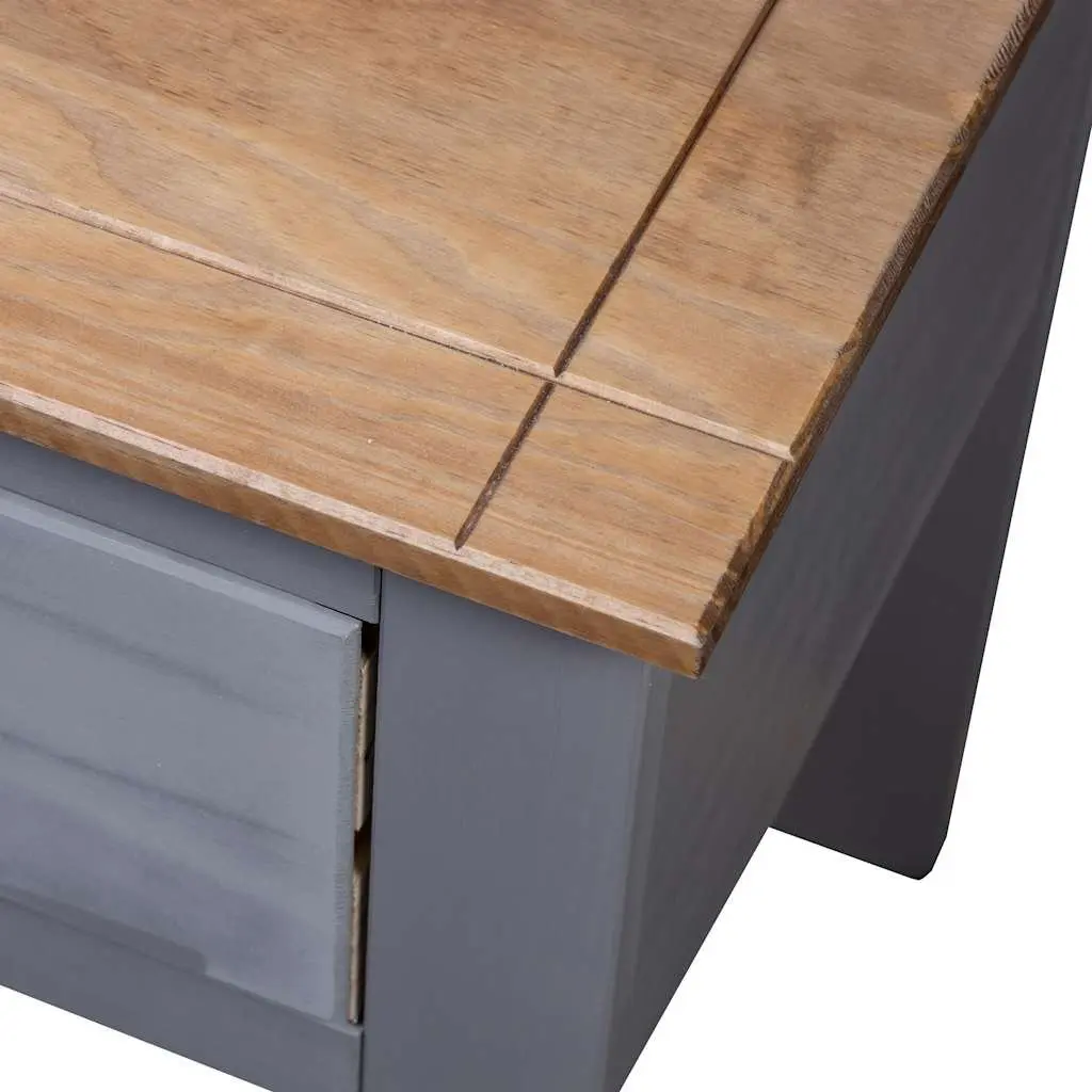 Bedside Table Grey 46x40x57cm Solid Pinewood Drawer Storage Furniture