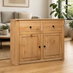 Stylish Solid Pinewood Sideboard with Storage Options