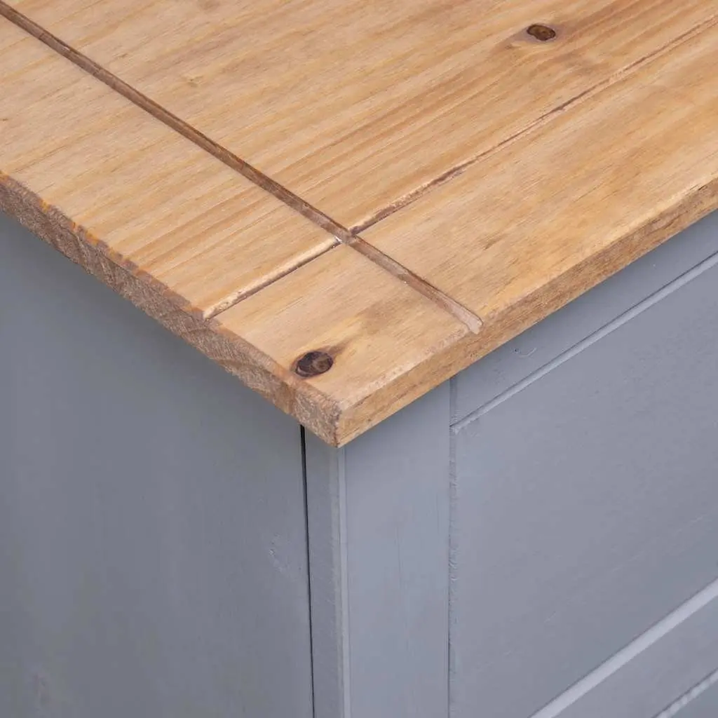 Sideboard Grey 93x40x80 cm Solid Pinewood Storage Cabinet with Drawers Doors