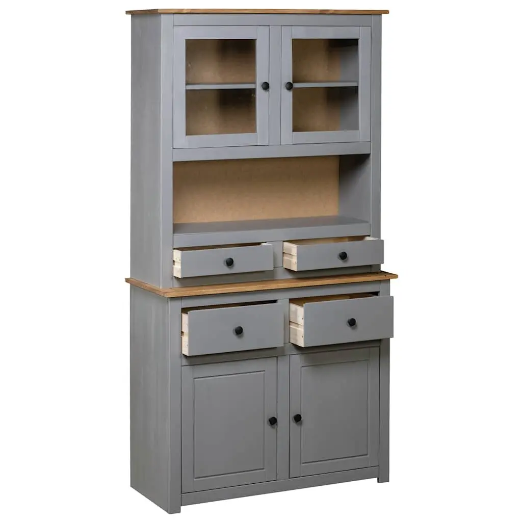 Storage Cabinet Highboard Grey Solid Pine Wood 93x40.5x180cm Ample Storage Space