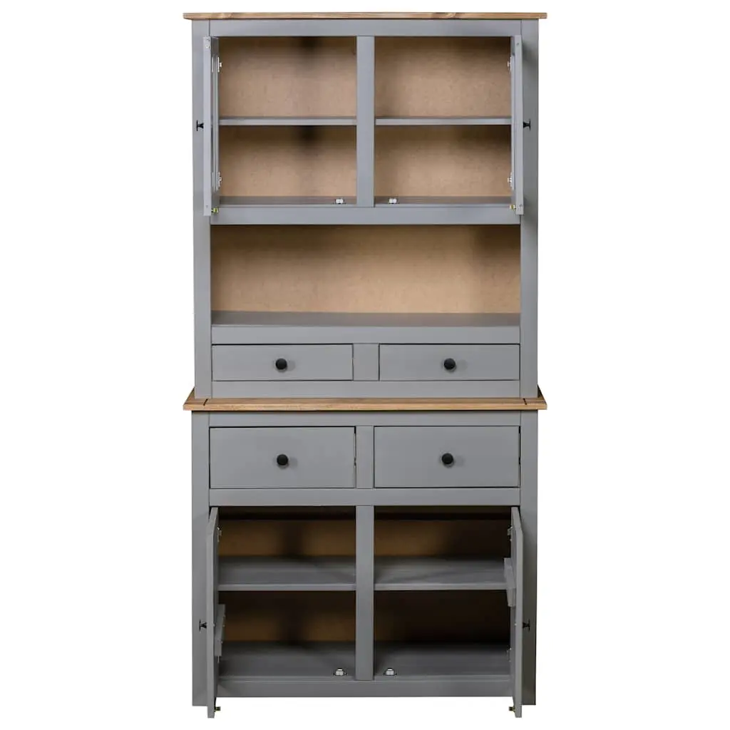 Storage Cabinet Highboard Grey Solid Pine Wood 93x40.5x180cm Ample Storage Space