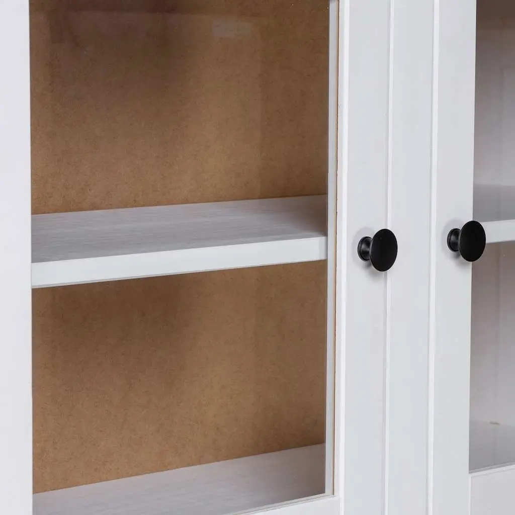 Storage Cabinet Highboard White 93x40.5x180cm Solid Pine Wood Display Unit