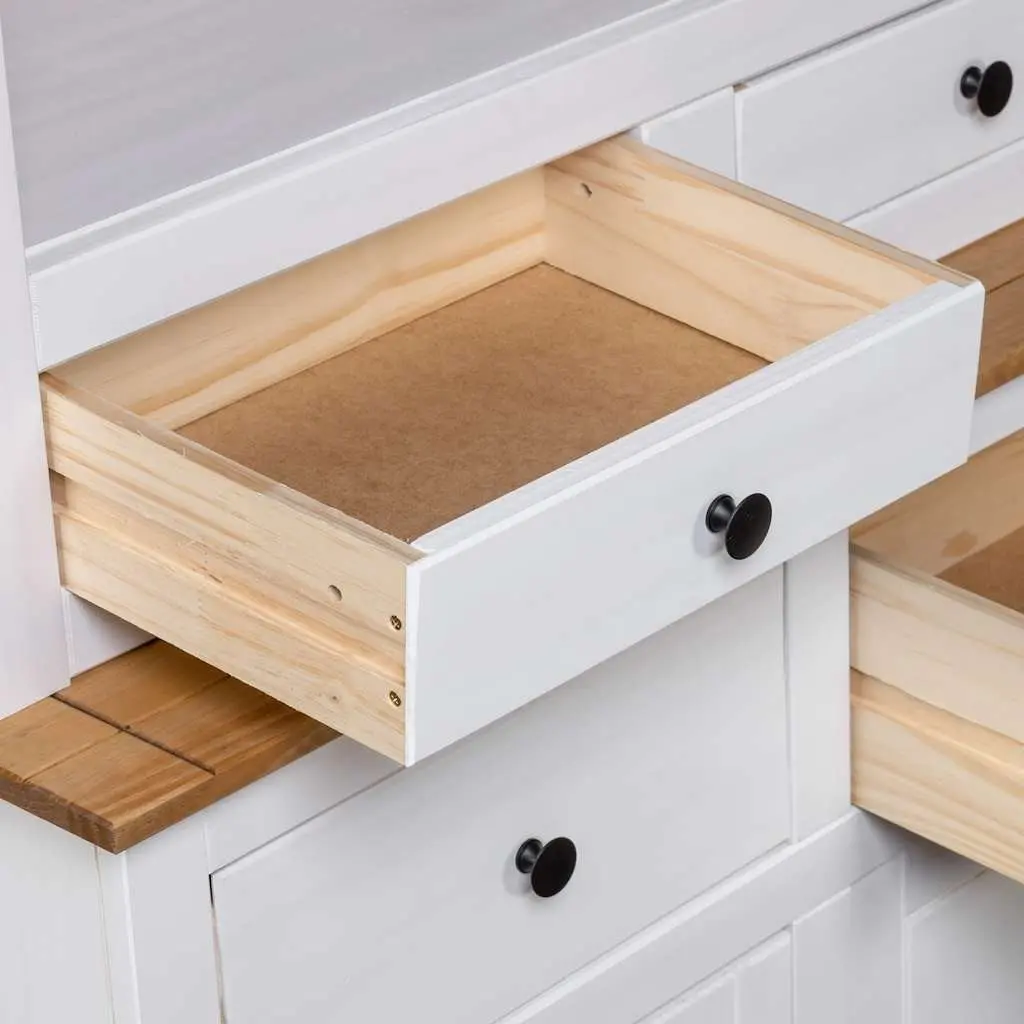 Storage Cabinet Highboard White 93x40.5x180cm Solid Pine Wood Display Unit
