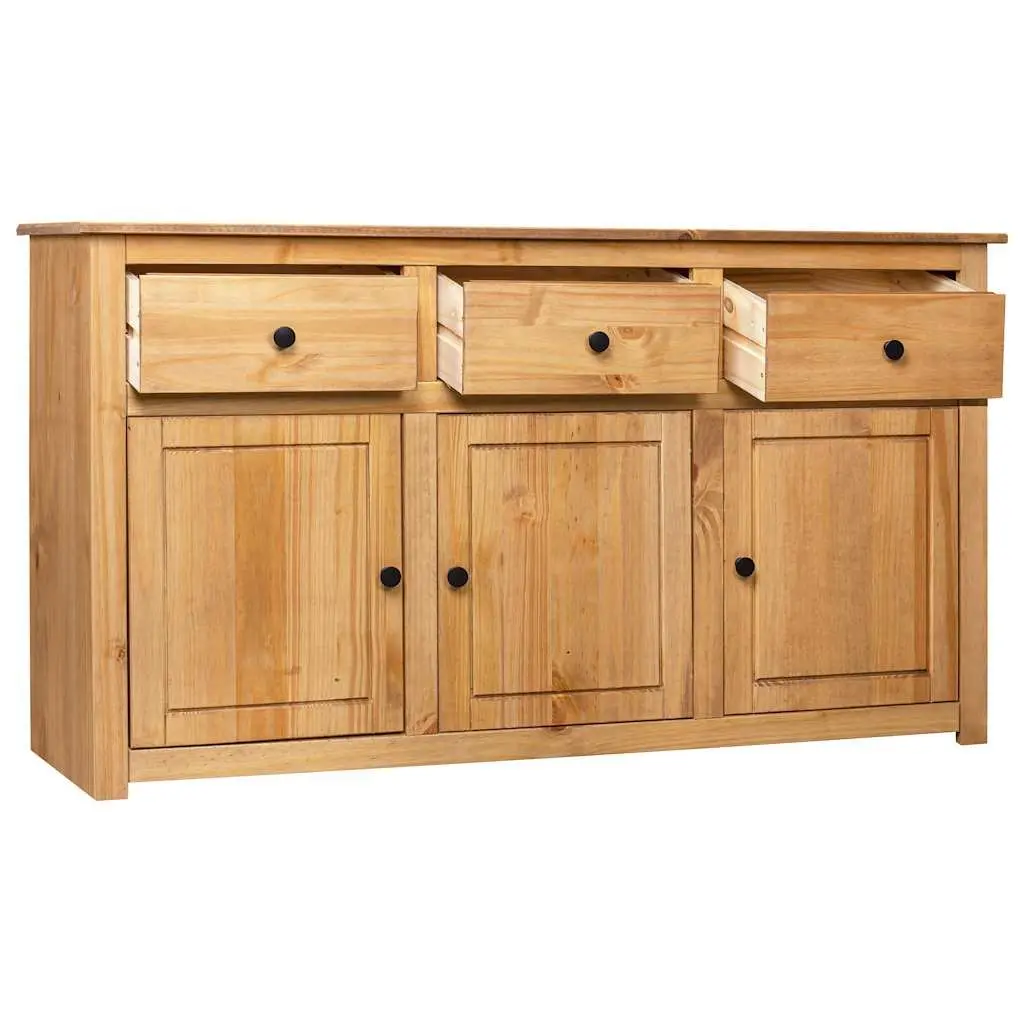 Pinewood Sideboard Brown 135x40x80 cm Storage Cabinet with 3 Drawers and Compartments