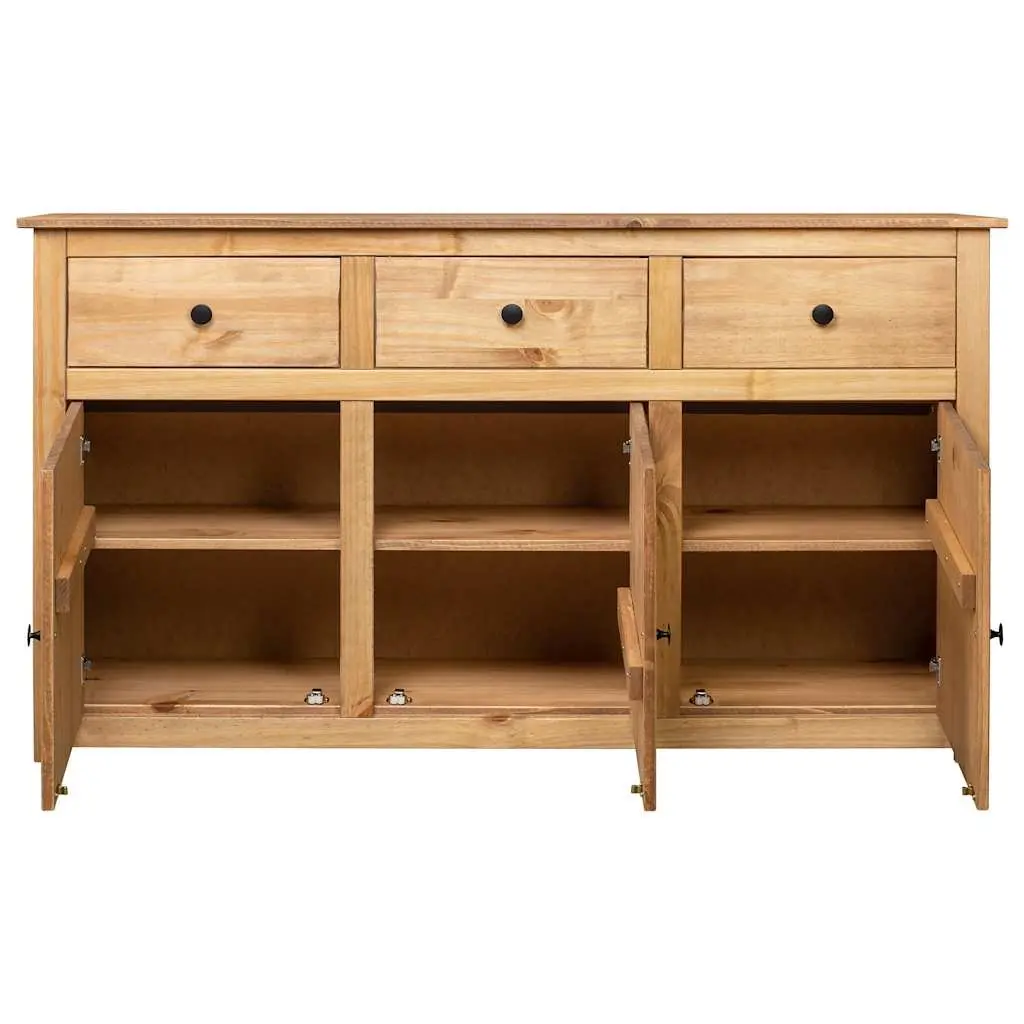 Pinewood Sideboard Brown 135x40x80 cm Storage Cabinet with 3 Drawers and Compartments