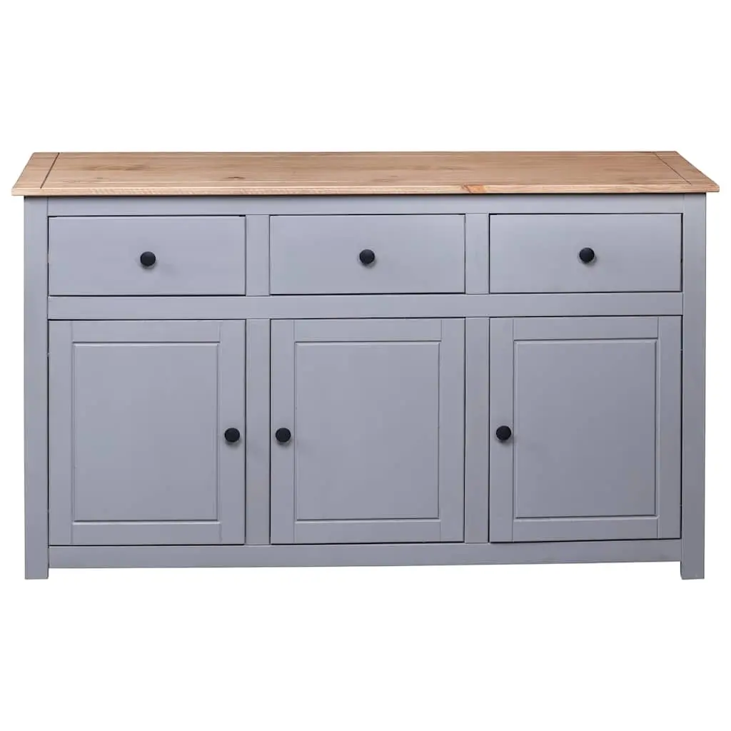 Sideboard Grey Solid Pinewood 3 Drawer Storage Cabinet Display