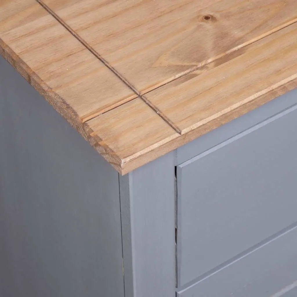Sideboard Grey Solid Pinewood 3 Drawer Storage Cabinet Display