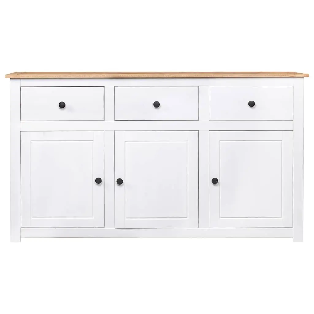 Sideboard White Solid Pinewood 3 Drawer Storage Cabinet Buffet Display Unit
