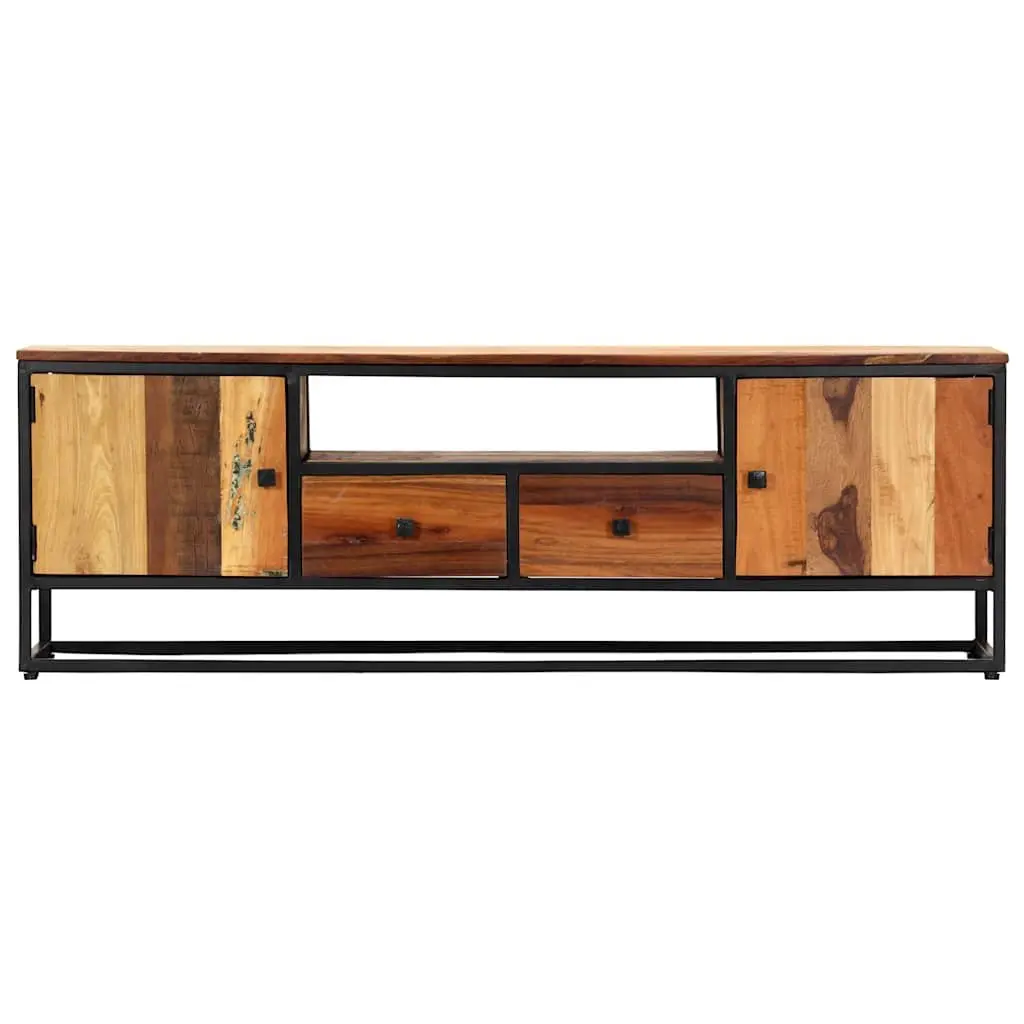 TV Cabinet Brown 120x30x40 cm Reclaimed Wood Steel Frame Storage Unit