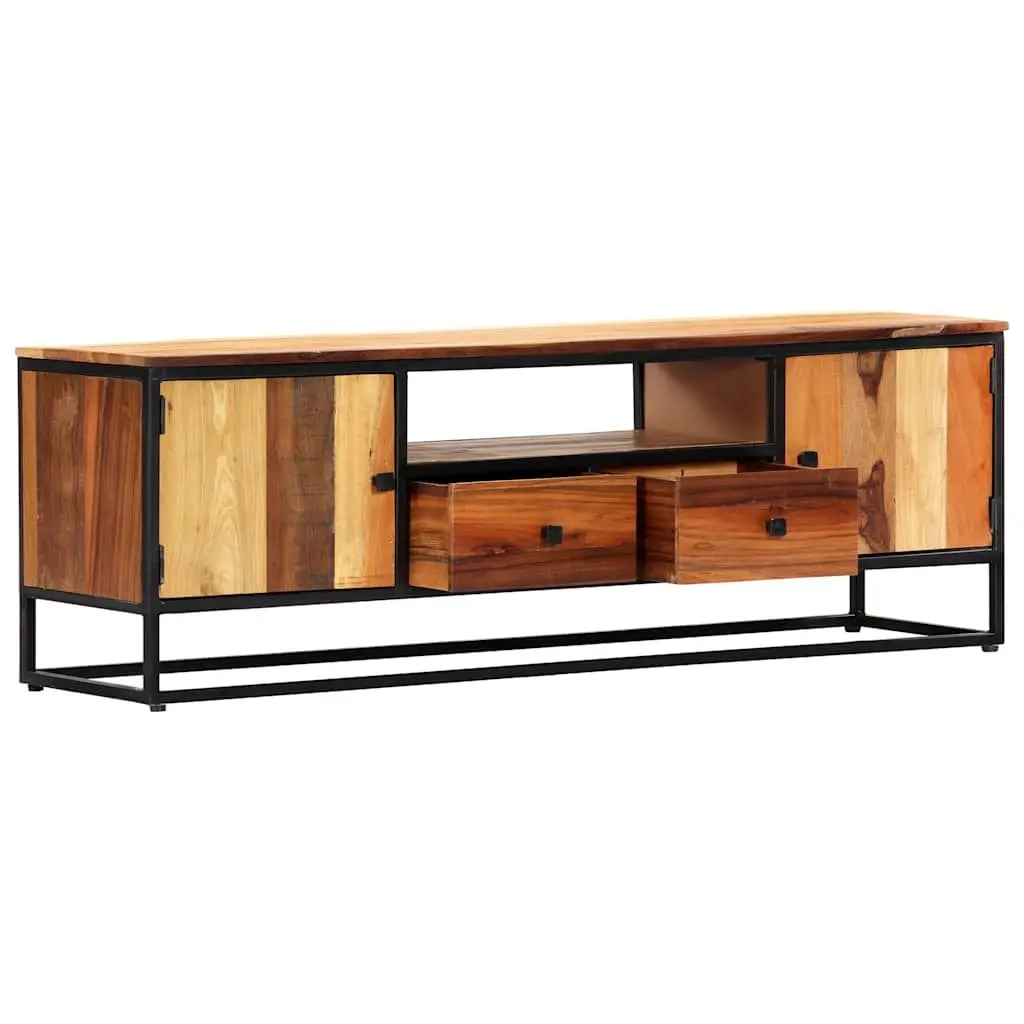 TV Cabinet Brown 120x30x40 cm Reclaimed Wood Steel Frame Storage Unit