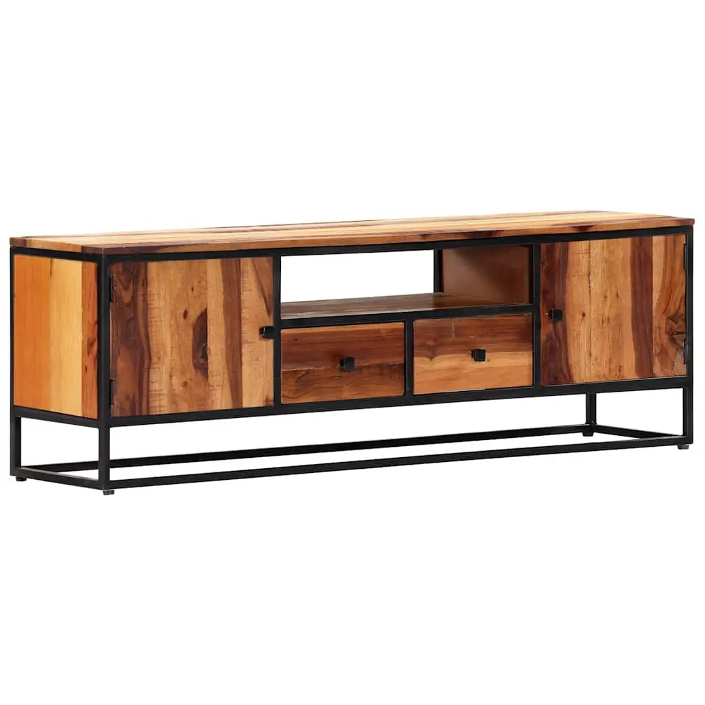 TV Cabinet Brown 120x30x40 cm Reclaimed Wood Steel Frame Storage Unit