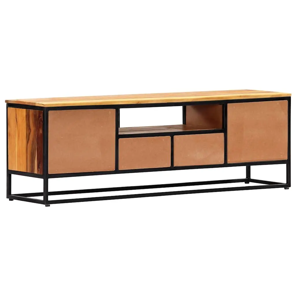 TV Cabinet Brown 120x30x40 cm Reclaimed Wood Steel Frame Storage Unit