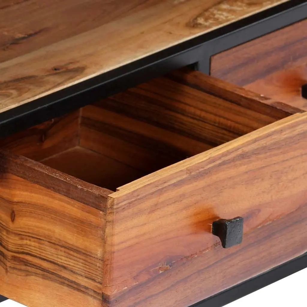 TV Cabinet Brown 120x30x40 cm Reclaimed Wood Steel Frame Storage Unit