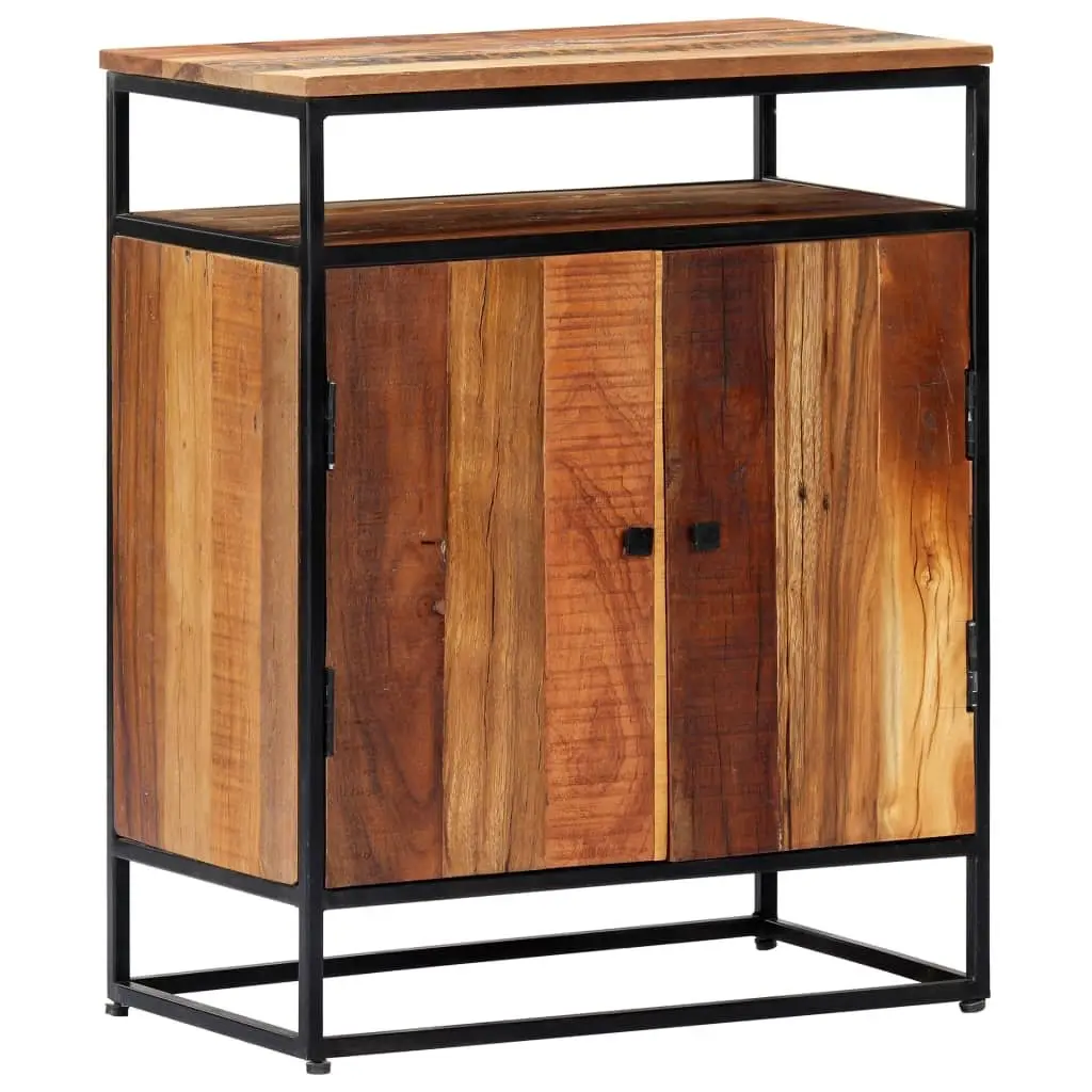 Side Cabinet Brown 60x35x76cm Solid Reclaimed Wood with 2 Doors and 1 Shelf for Organised Storage