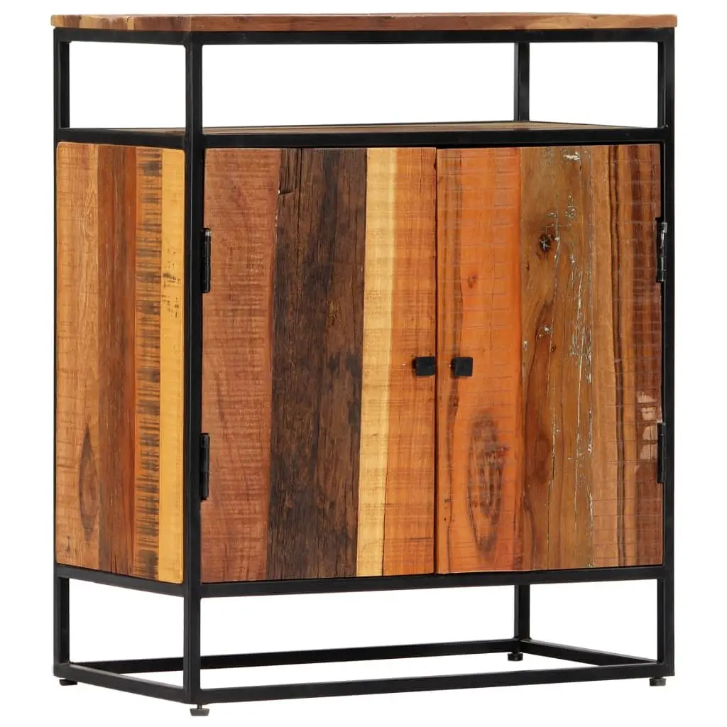 Side Cabinet Brown 60x35x76cm Solid Reclaimed Wood with 2 Doors and 1 Shelf for Organised Storage