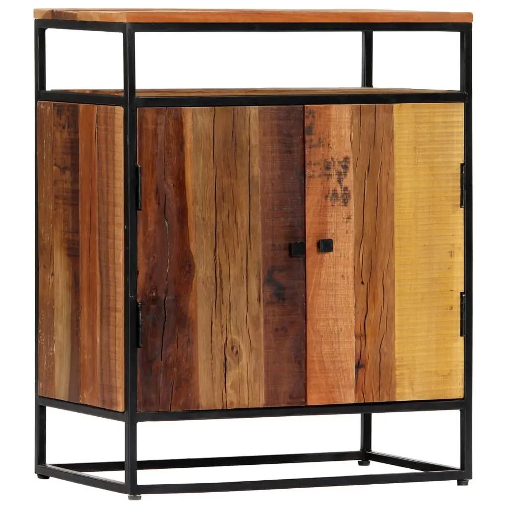 Side Cabinet Brown 60x35x76cm Solid Reclaimed Wood with 2 Doors and 1 Shelf for Organised Storage