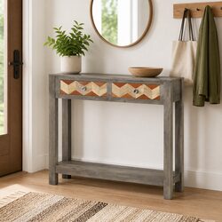 Grey Console Table 86x30x76cm with Storage