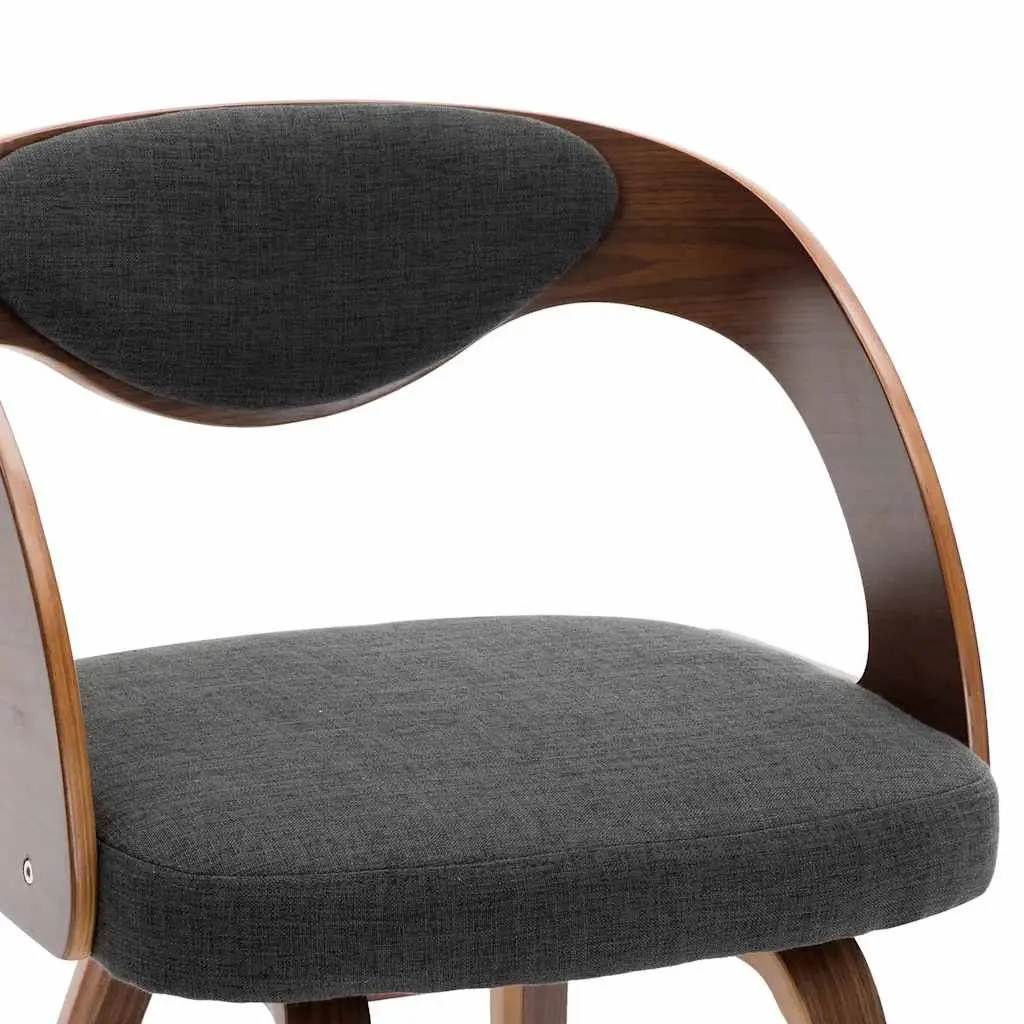Dining Chairs Grey Fabric Upholstered Bent Wood Frame Set of 2