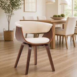 Cream Dining Chair with Bent Wood Frame