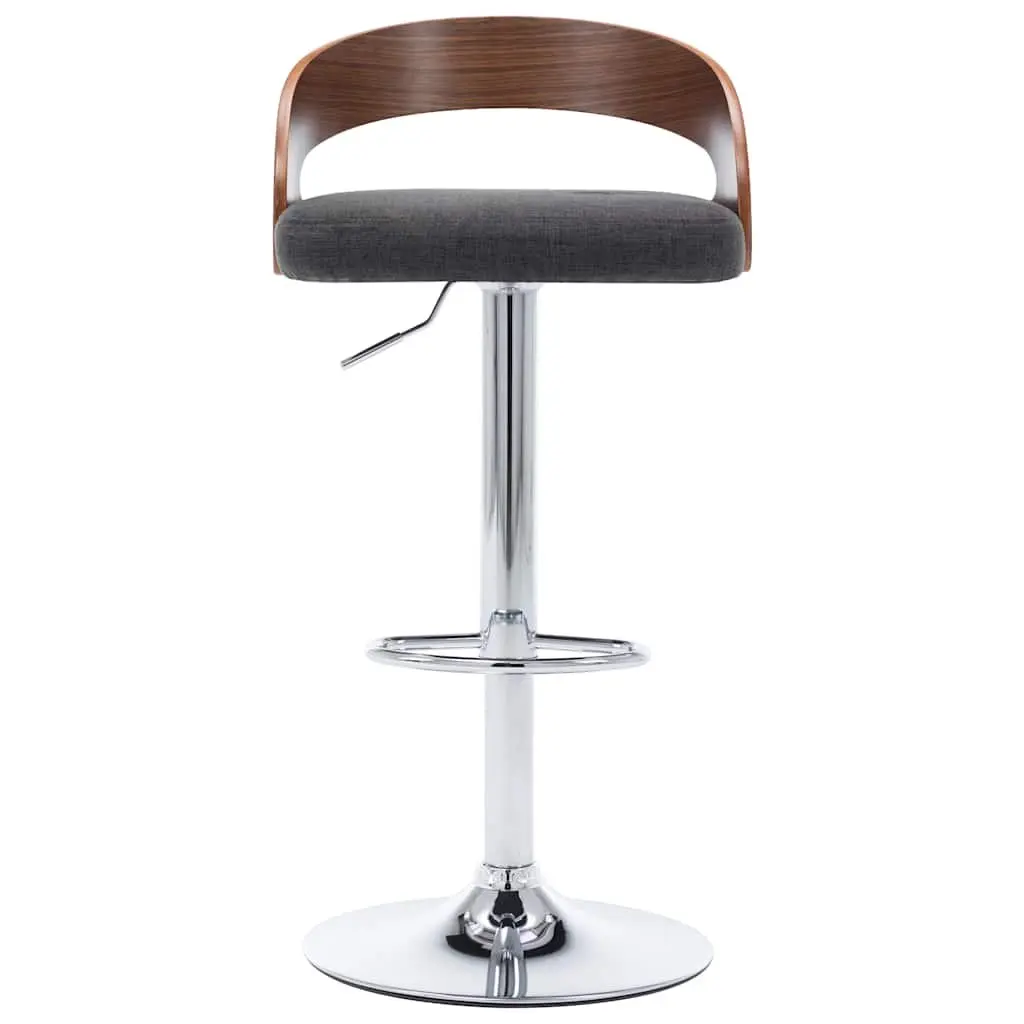 Bar Stools Set of 2 Grey Fabric Bentwood Frame Height Adjustable Counter Chairs