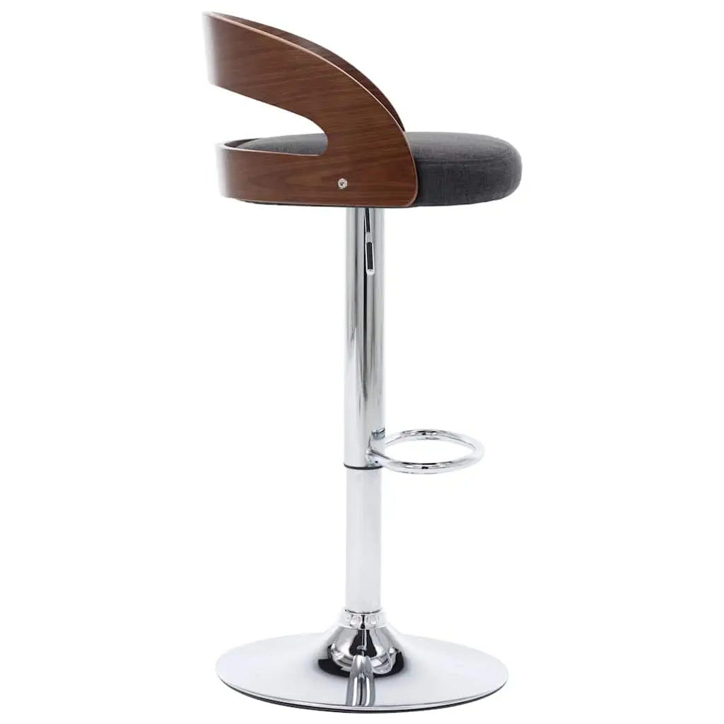 Bar Stools Set of 2 Grey Fabric Bentwood Frame Height Adjustable Counter Chairs