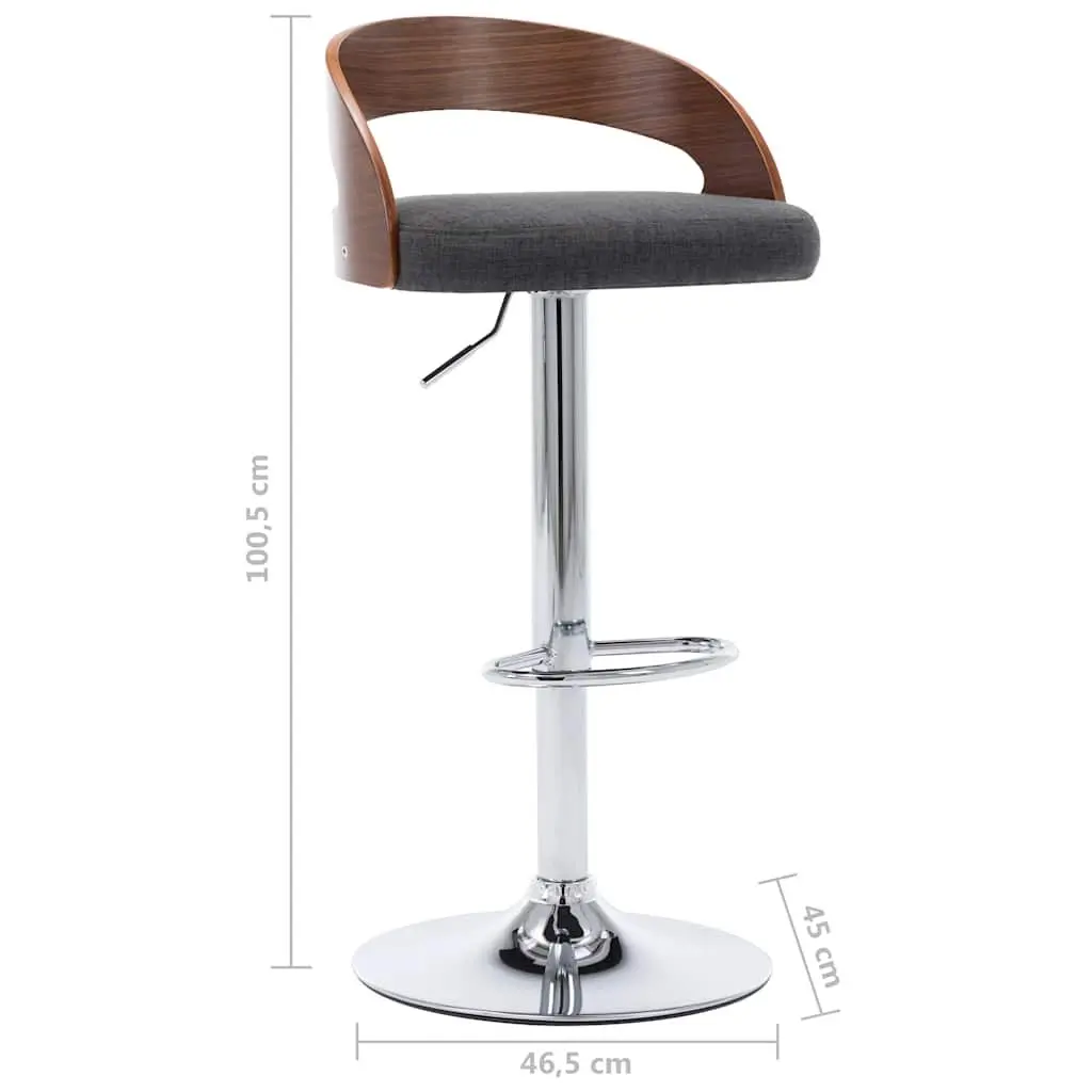Bar Stools Set of 2 Grey Fabric Bentwood Frame Height Adjustable Counter Chairs