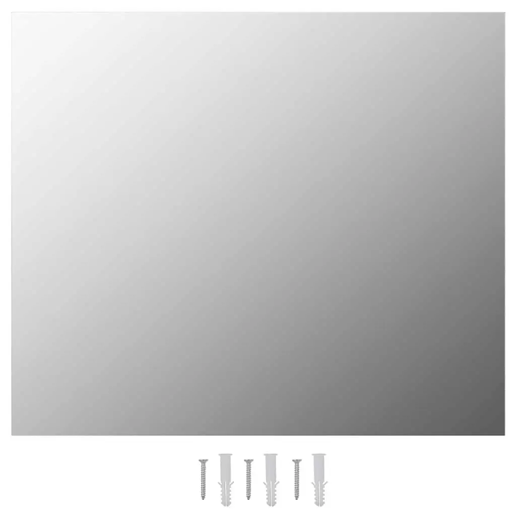 Frameless Rectangular Wall Mirror Silver 80x60 cm Highly Reflective Glass Home Decor Bathroom