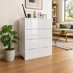 High Gloss White 8-Drawer Sideboard: Perfect Storage Solution